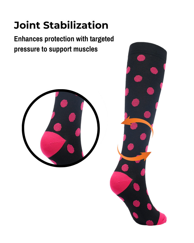 Knee-High Compression Socks - Vibrant Polka